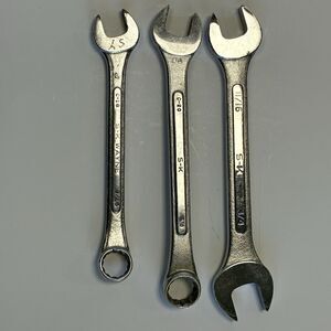 Used S-K Tools SAE 3 Piece Wrench Set C-20, C-18, AZ1 Made In USA